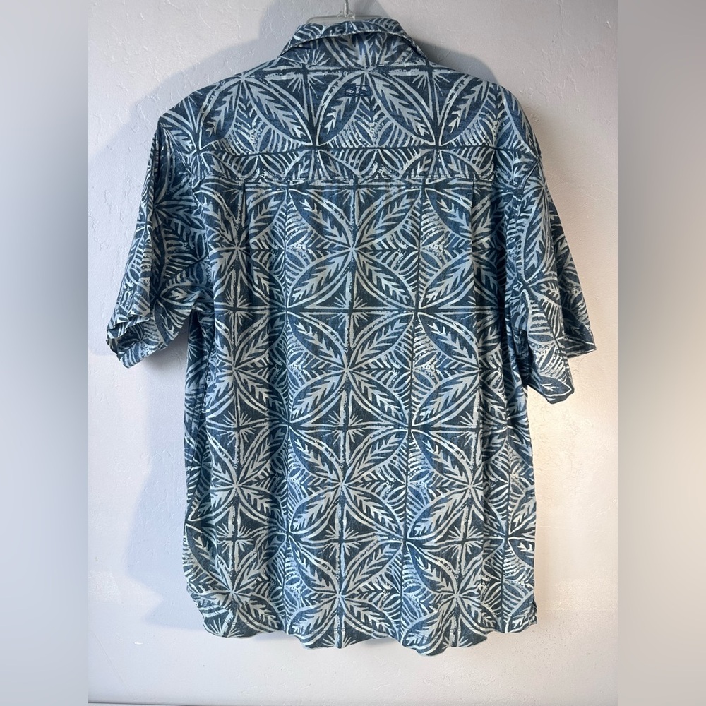 Honolua Blue Leaf Pattern Button Down Cotton Shir… - image 2